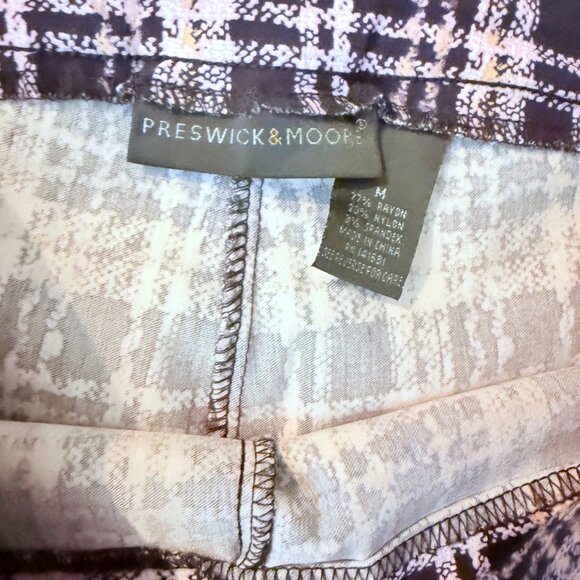 Preswick Moore Glen Plaid Pants Size M Pull On Lavender Ankle Stretch Casual Chi - Picture 5 of 13
